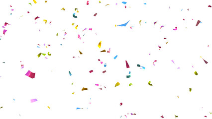 3d render of multicolored confetti falling on transparent background, anniversary, birthday or wedding celebration