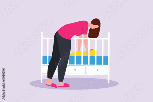 Parents with babies. Family maternity concept. Colored flat vector illustration isolated. 