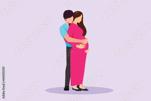 Parents with babies. Family maternity concept. Colored flat vector illustration isolated. 