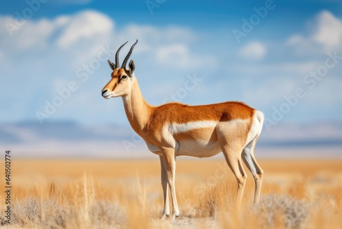 Saiga antelope in the steppe