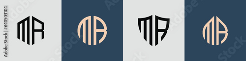 Creative simple Initial Letters MR Logo Designs Bundle.