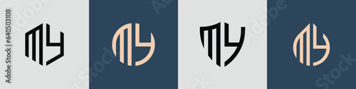 Creative simple Initial Letters MY Logo Designs Bundle.