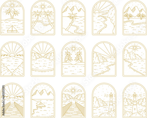 beach view with frame line art