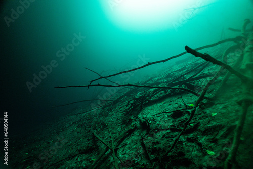 technical diving in a cenote in mexico. © Juanmarcos