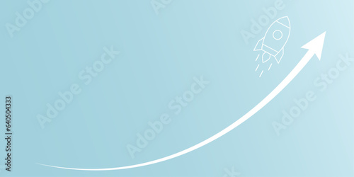 Rocket accelerating with targeted speed, business management drives investment towards wealth. The graph showing higher earnings and profits exemplifies financial success. Vector