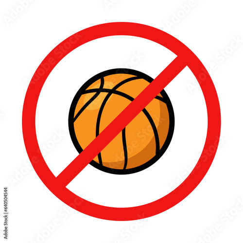 No Basketball Sign on White Background