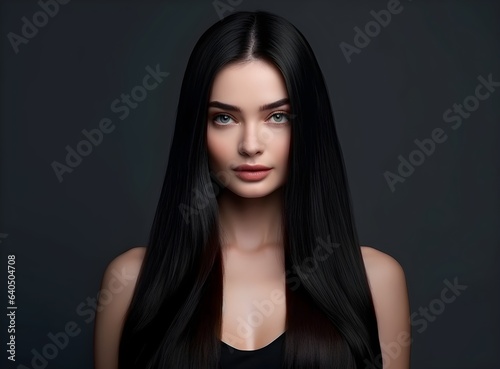 Fashion woman with straight long shiny hair. Beauty and hair care