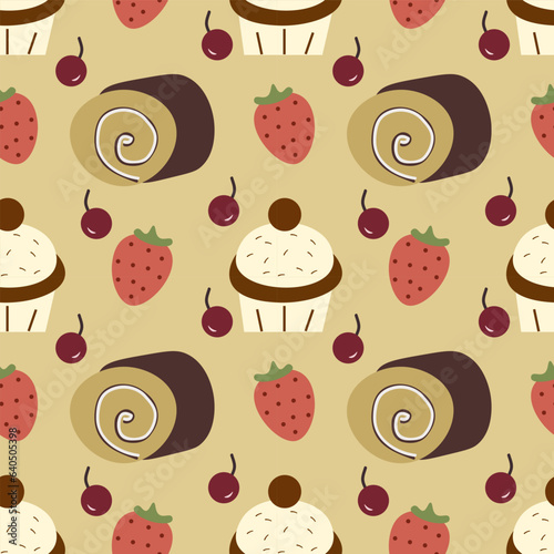 Cakes vector ilustration seamless patern.Great for textile,fabric,wrapping paper,and any print.