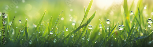 grass with water droplets in the sunlight, generative AI