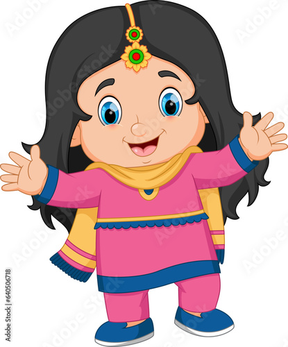 cute Indian girl character design for Diwali festival