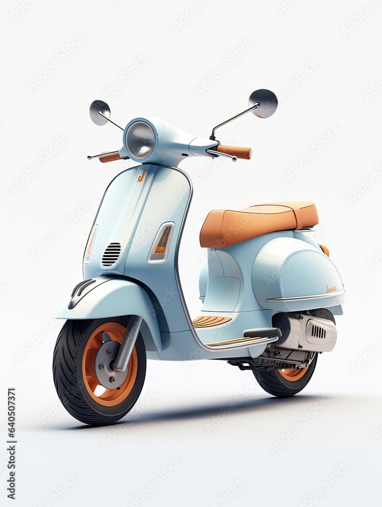 Cute cartoon electric bicycle 3D rendering illustration