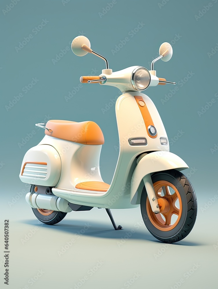 Cute cartoon electric bicycle 3D rendering illustration Cute cartoon electric bicycle 3D rendering illustration