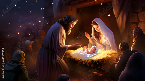 Scene of the birth of Jesus. Christmas nativity scene. © May Thawtar