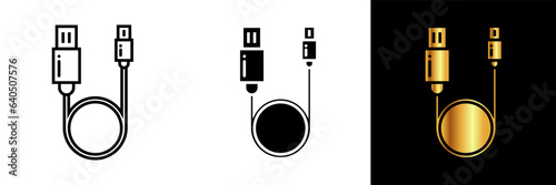 USB Cable Icon, an icon representing a USB cable, symbolizing connectivity, data transfer, and power charging for various electronic devices and gadgets.