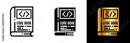 Code Book Icon, an icon representing a code book, symbolizing knowledge, programming resources, and a repository of coding solutions and techniques.