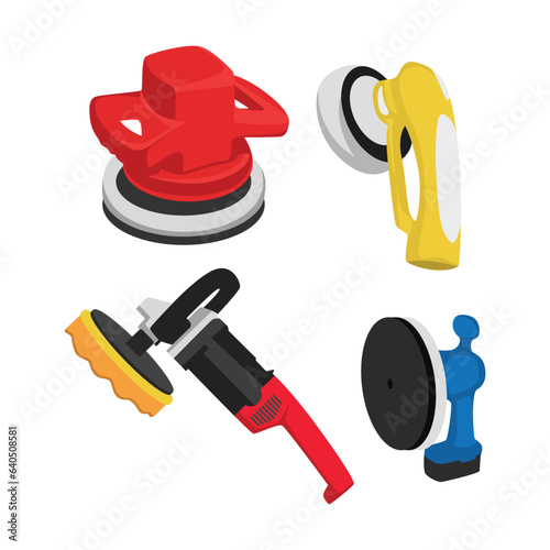 set vector illustration of car polisher