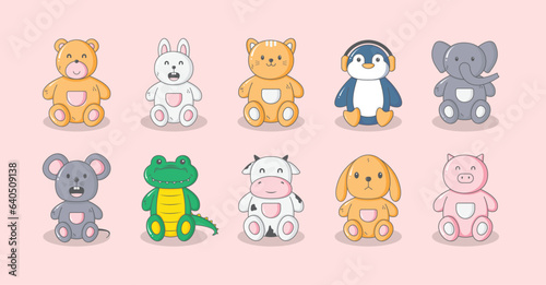 set of funny cartoon animals