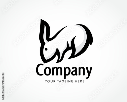 rabbit bunny drinking art logo design template illustration inspiration