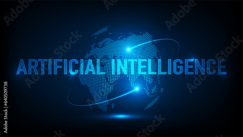 Artificial intelligence (AI) digital world smart futuristic interface technology background, Vector Illustration