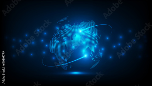 Globalization Artificial intelligence (AI) digital world smart futuristic interface technology background, Vector Illustration