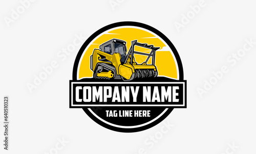 mulching machine illustration, Land Clearing Mulcher vector art
