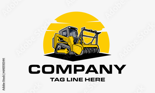 mulching machine illustration, Land Clearing Mulcher vector art