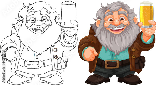 Cheerful Old Man with Beard and Mustache