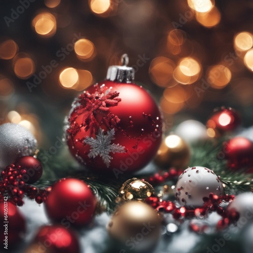 Merry Christmas Background With Ornaments photo