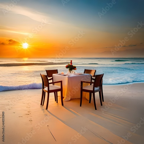 cafe on the beach at sunset