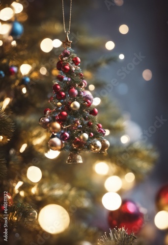 Merry Christmas Poster With Christmas Tree Ornaments