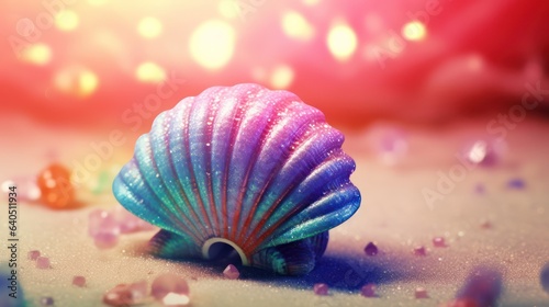 Colorful seashell on the sand 