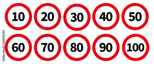 Speed limit sign vector illustration isolated on white background.
