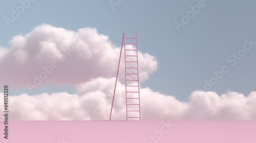 Concept growthing idea of step ladder leading to clouds, development concept minimal