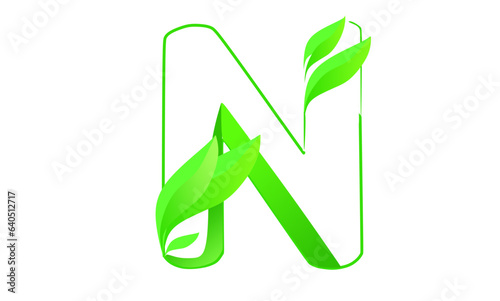 N letter logo design in vector format, N with leaf/nature themed logo. easy to edit and use. Nature logo, N for nature. 