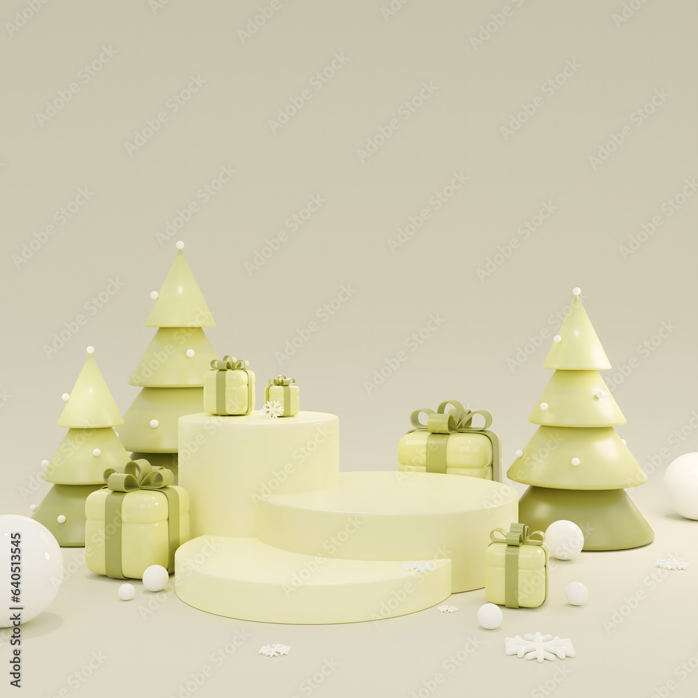 Christmas trees podium for product presentation 3D model Christmas trees podium for product presentation 3D model
