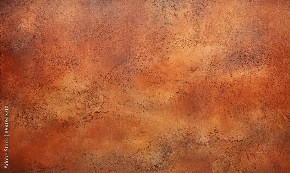 Terra cotta colored Venetian plaster texture applied on a wall - obrazy, fototapety, plakaty 