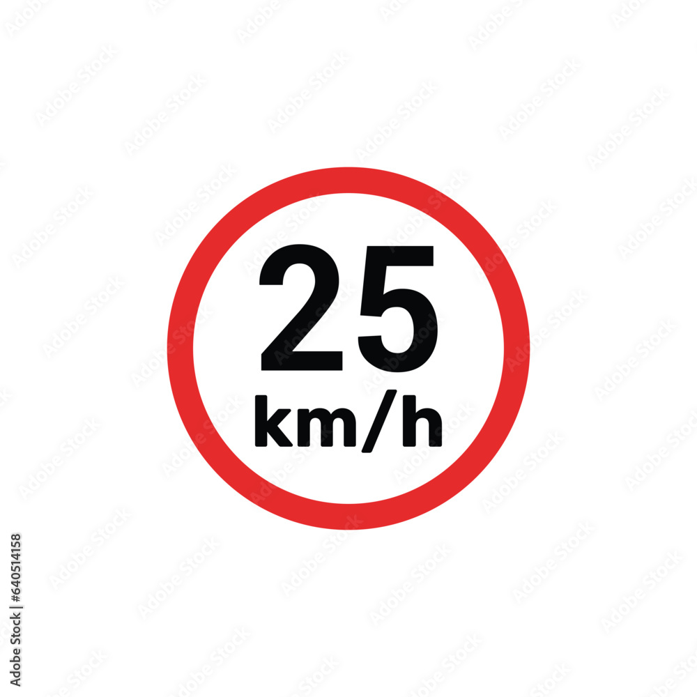 Speed limit sign 25 km h icon vector illustration Speed limit sign 25 km h icon vector illustration