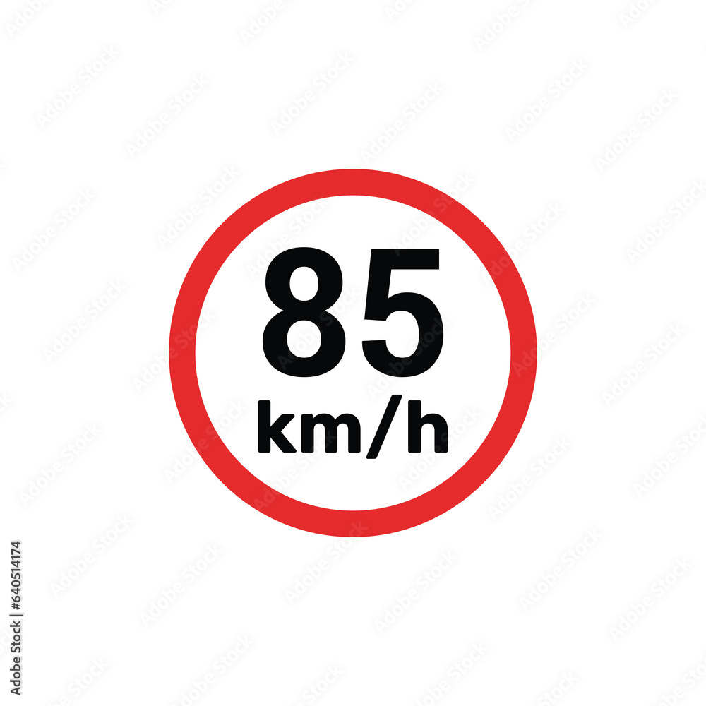 Speed limit sign 85 km h icon vector illustration Speed limit sign 85 km h icon vector illustration