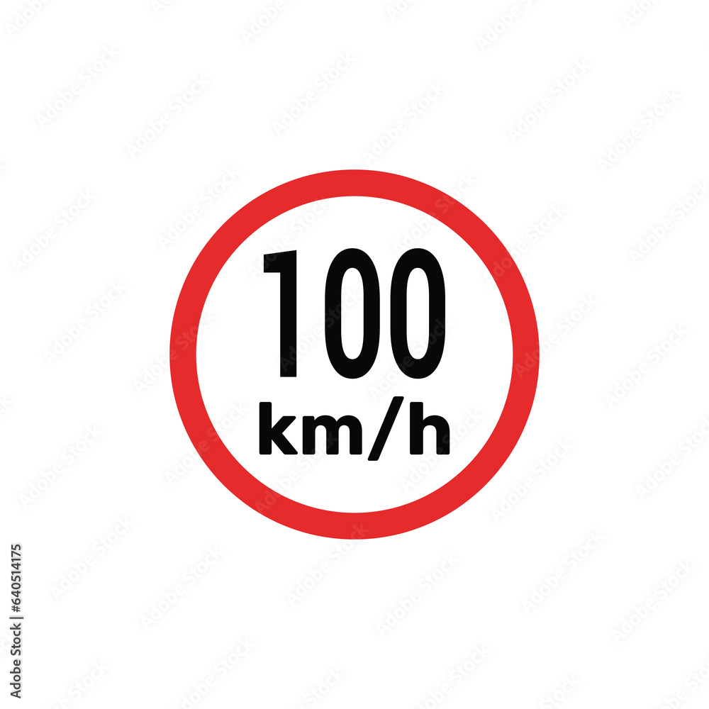 Speed limit sign 100 km h icon vector illustration Speed limit sign 100 km h icon vector illustration