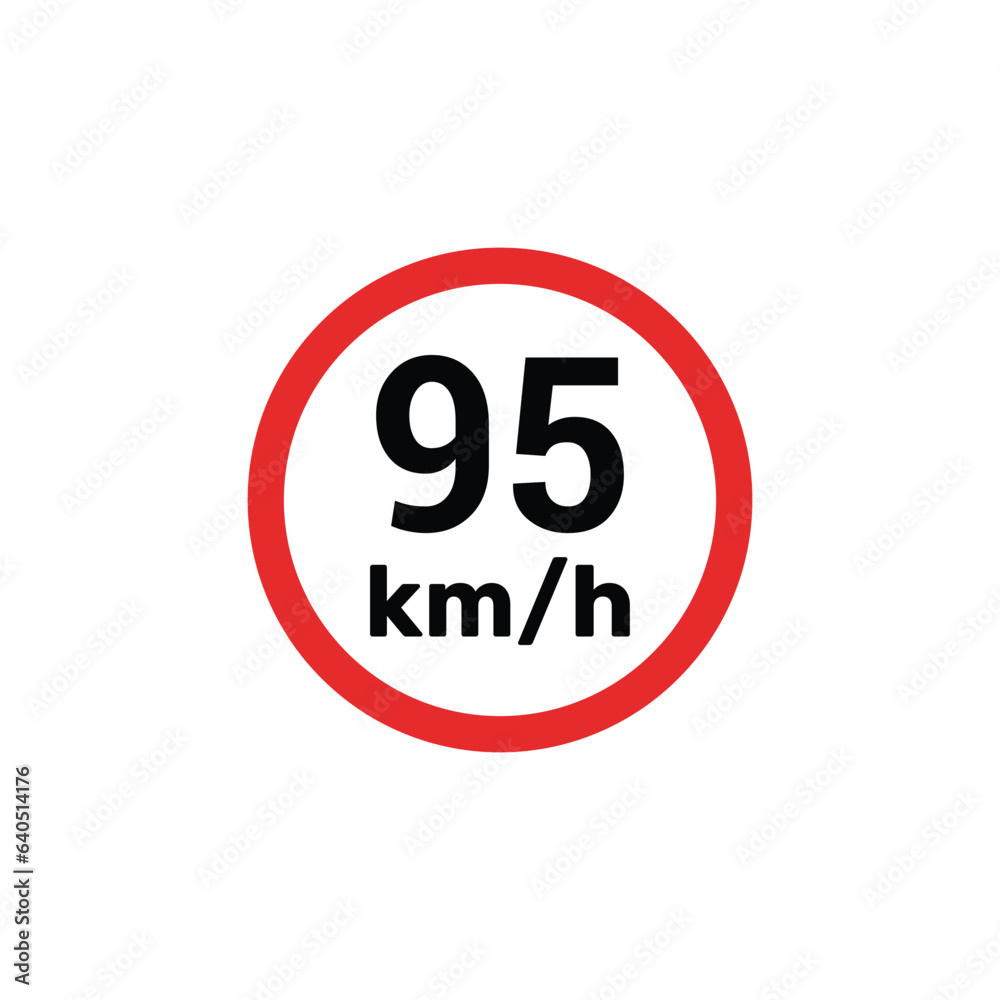 Speed limit sign 95 km h icon vector illustration Speed limit sign 95 km h icon vector illustration