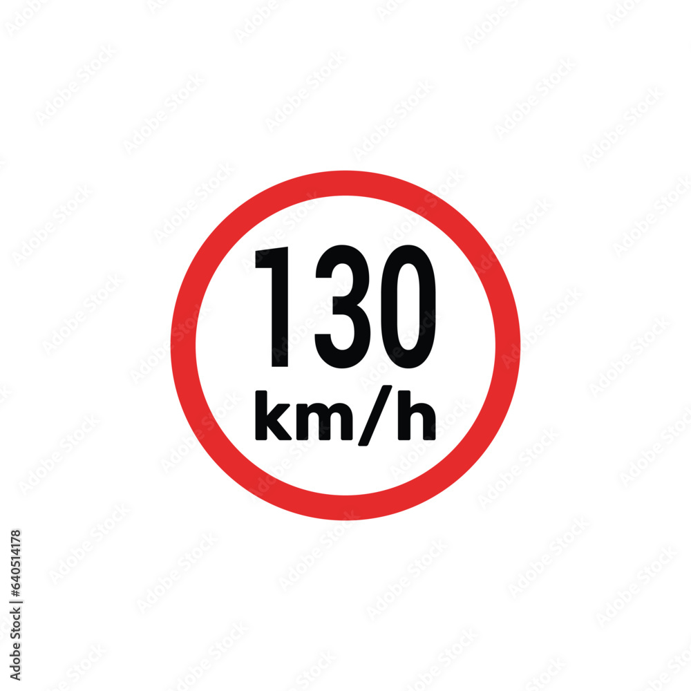 Speed limit sign 130 km h icon vector illustration Speed limit sign 130 km h icon vector illustration