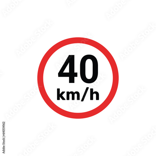 Speed limit sign 40 km h icon vector illustration