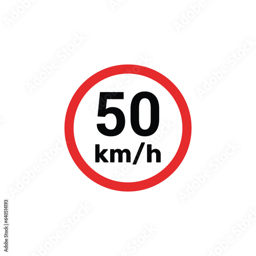Speed limit sign 50 km h icon vector illustration