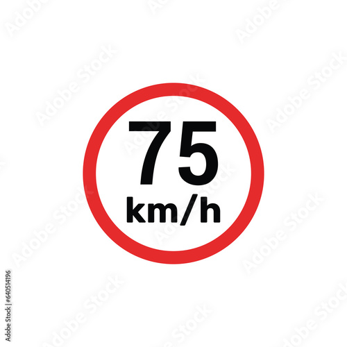 Speed limit sign 75 km h icon vector illustration