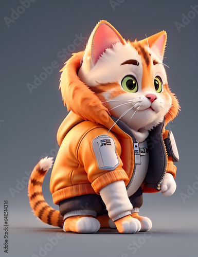isometric view of a MINI cute hyperrealistic futuristic soldier cat. Generative AI photo