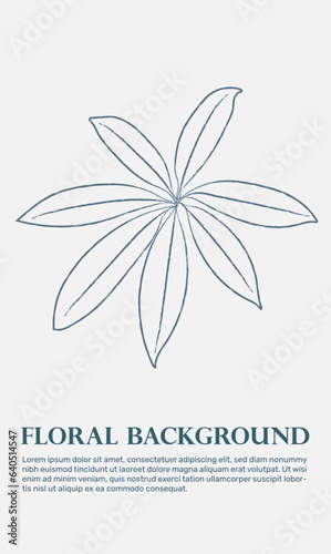 Botanical leaf doodle line art for logo or tattoo. Hand drawn line herb, elegant leaves for invitation save the date card. Minimal line art drawing for print, cover or wallpaper