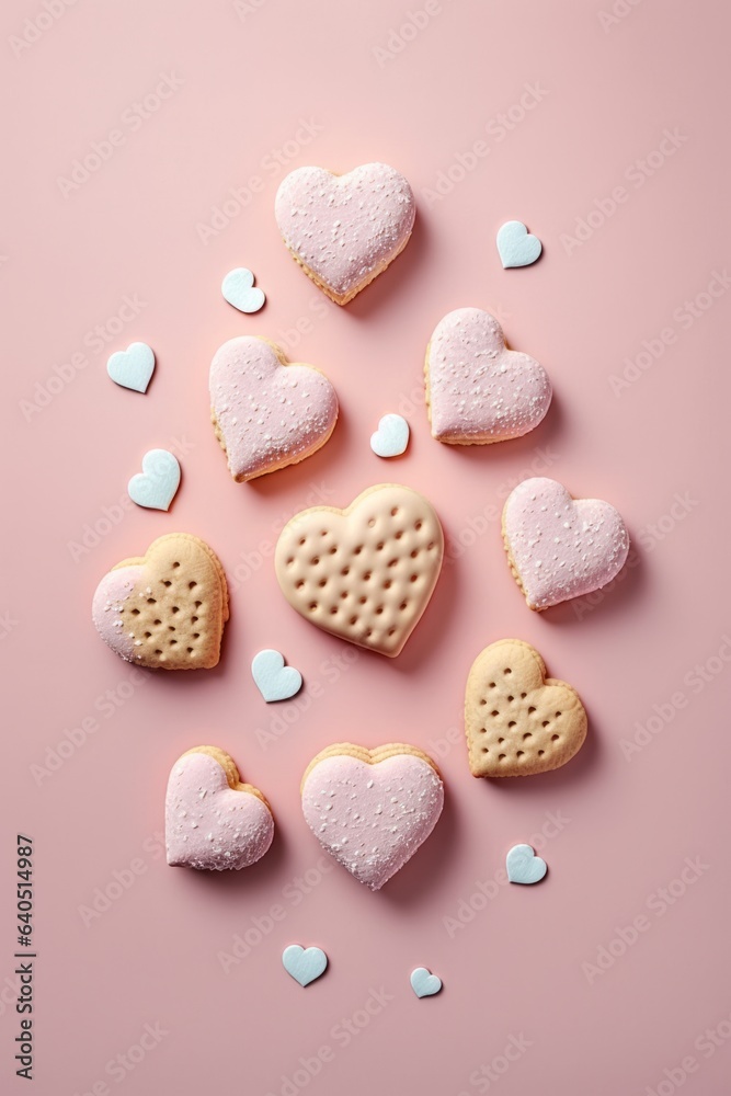 large heart-shaped cookie with a light pink background, details with pink sugar icing inside the cookie and crispy edge large heart-shaped cookie with a light pink background, details with pink sugar icing inside the cookie and crispy edge
