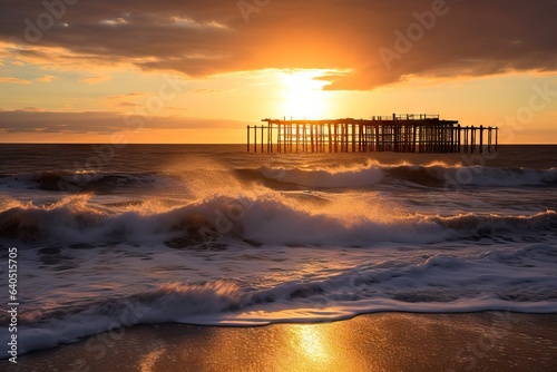 premium podium south old pier sussex landscape sunset manche waves england brighton