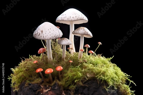 premium podium mushroom wig isolated wild ink cap white inedible shaggy white mushroom studio shaggy comatus berries coprinus mane moss s lavender forest lawyer fungus rovan toxic photo