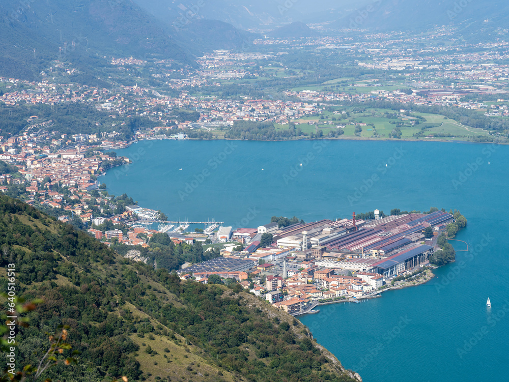 Amazing aerial landscape of the village of Lovere from the mountain. A famous tourist destination at Iseo lake Amazing aerial landscape of the village of Lovere from the mountain. A famous tourist destination at Iseo lake